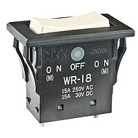 NKK Switches WR18BS Rocker Switches (ON)OFF(ON) IVRY 15A SLDR LUG ENV SEALED