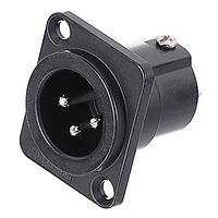 Amphenol Audio AC3MDZB Connectors 3 Pole XLR Male Chassis Mount D Type Stamped Contacts  Black Finish