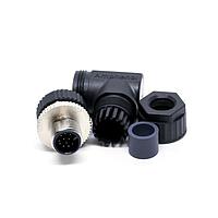 Amphenol LTW M12A-12BMMA-SR7001 Circular Metric Connectors M12 Circular Metric Connector, A Code, Metal, 1.5A, 12 pins, Male Connector, Male Contact, Right Angle, Screw Thread, Solder, Field Installable, F4.5 - F6.5mm, IP67 Mated