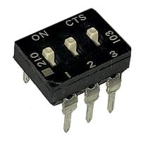 CTS Electronic Components 210-3MSD DIP Switches THROUGH HOLE, GOLD FLASH DIP SWITCH, 3-POLE, MEDIUM ACTUATOR, BOTTOM SEAL, STRAIGHT TERMINAL FORM, TUBE PACK