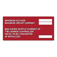 HellermannTyton 596-00891 Solar Label Solar Label, Printable, Maximum Voltage, 3.75" x 2.12", PET, Red, 50/roll