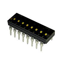 CTS Electronic Components 210-8LPSTF DIP Switches THROUGH HOLE, GOLD FLASH DIP SWITCH, 8-POLE, LOW PROFILE ACTUATOR, BOTTOM SEAL, TAPE SEAL, OFF, TUBE PACK