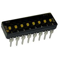 CTS Electronic Components 209-8MSTFD DIP Switches THROUGH HOLE, GOLD DIP SWITCH, 8-POLE, MEDIUM ACTUATOR, BOTTOM SEAL, TAPE SEAL, OFF, STRAIGHT TERMINAL FORM, TUBE PACK