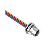 Banner Engineering BR-M12F12R9-0.5 Sensor Cables / Actuator Cables Receptacle 12-pin Female; 12x24 PVC 0.5 m Length; Rear Mount PG9 w/ Locknut