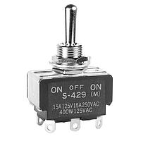 NKK Switches S429 Medium capacity standard size toggles DPDT ON-OFF-(ON) SOLDER LUG