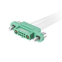 Harwin G125-FC108F1-1B1B-1000F1 Double Ended Gecko-MT Cable Assembly, Female-to-Female, with floating hex socket head fixings, white 26 AWG signal cable & white 18 AWG power cable, 1000mm long, 8 signal + 2 power contacts