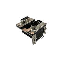 Adam Tech DPD-09-01-A3 Dual Port D-Sub Connectors CONN D-TYPE PLUG/RCPT 9P RA SLDR