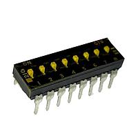 CTS Electronic Components 210-8MSTD DIP Switches THROUGH HOLE, GOLD FLASH DIP SWITCH, 8-POLE, MEDIUM ACTUATOR, BOTTOM SEAL, TAPE SEAL, STRAIGHT TERMINAL FORM, TUBE PACK