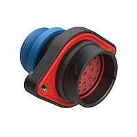 Amphenol SINE Systems AHDP02-24-23PR-STA Connectors 23 Position Panel Mount Receptacle, Pin, Shell Size 24, Reduced Diameter Seal (Blue), Small Thread Adapter