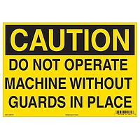 HellermannTyton 597-00079 Labels Caution Sign, 7" x 10", Do Not Operate Without Guards, Vinyl, Yellow, 25/pkg