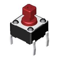 Diptronics DTS-644K-V Basic Switch 50mA 12VDC 100gf OFF-(ON) Blk Btn TH