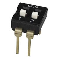 Same Sky (formerly CUI Devices) DS04-254-2S-02BK DIP Switches DIP Switch, SPST, 2.54 pitch, flat actuator, short pin, 2 position, Black