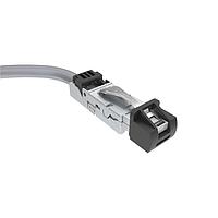 Amphenol Canada DRPC12A009040 Modular Connectors / Ethernet Connectors Cable, Cat6A, Industrial RJ45, straight exit to pigtail, 24AWG, 1.0m, 50u" gold