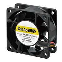 Sanyo Denki 9WL0624P4J001 Axial Fan, 60x60x25mm, 24VDC, Splash/Dust Proof, 180Khr, Ribless, Tach/PWM, IP68