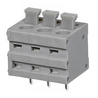 Same Sky (formerly CUI Devices) TBL009V-500-03GY-2GY Fixed Terminal Blocks Terminal block, screwless, 5.00, Vertical, 3, Gray w Gray Button