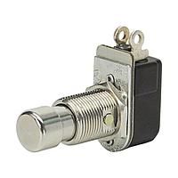 Carling Technologies P26L-1D-RND MTL Standard Switches 1-pole, ON - (OFF), 3A/6A/ 3/4A 250VAC/125VAC/125VAC not HP rated, Non-Illuminated  Round Metal Pushbutton Switch with Solder Lug