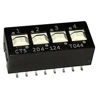 CTS Electronic Components 204-124S DIP Switches DIP SW Gull Wing Gold Plated 4SW SPDT, TUBE PACK