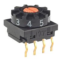 NKK Switches FR01SR10P Rotary Switches 10 POS REAL CODE DIAL STRAIGHT PC