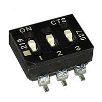 CTS Electronic Components 219-3LPSR DIP Switches SURFACE MOUNT, GOLD DIP SWITCH, 3-POLE, LOW PROFILE ACTUATOR, BOTTOM SEAL, REEL