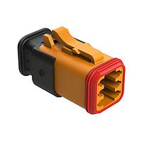 Amphenol SINE Systems AT06-6S-SR01ORG Plug 6 Position, Plug, Socket, SR01 Strain Relief (Standard Seal), Orange Body