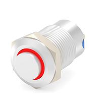 Alcoswitch - TE Connectivity 2474606-7 Anti-Vandal Switches Stainless, High Button, Red LED ring, Solder terminal, LED 24VDC