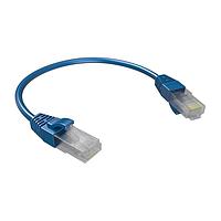 Amphenol Commercial Products RJE1Y36610C42401 RJ-RJ Ethernet Cable Assembly RJ-RJ Ethernet Cable assembly, CAT6A, Round Super Thin 28AWG, Blue, Overmoulded, Un-Shielded, Length = 2 Feet
