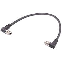 HARTING 09488080011075 Harting M12 D-code Overmolded Cable Assembly, angled male to angled male, EtherRail Flex (4xAWG22/7), black, 7.5m
