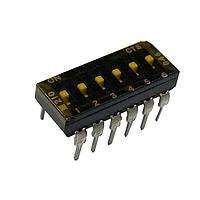 CTS Electronic Components 210-6LPSTD DIP Switches THROUGH HOLE, GOLD FLASH DIP SWITCH, 6-POLE, LOW PROFILE ACTUATOR, BOTTOM SEAL, TAPE SEAL, STRAIGHT TERMINAL FORM, TUBE PACK