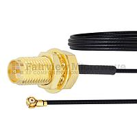 Fairview FMCA1021 RP SMA Female Bulkhead to WMCX 1.6 Plug Cable 0.81mm Coax and RoHS Compliant