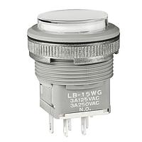 NKK Switches LB15WGW01-6F-JB Pushbutton Switches SPDT ON-(ON) GRN Ag PNL SEAL GRY HOUSING
