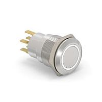 Alcoswitch - TE Connectivity 6-2213764-2 Pushbutton Switches AV19 DPL 0.4VA FIX RING LED WHITE 12V