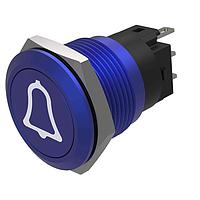 EAO 82-5451.1000.B005 Anti-Vandal Pushbutton, Momentary, 19mm, Alu Blue, Flush, no LED,Solder Terminals, Bell