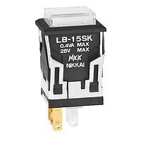NKK Switches LB15SKG01-6F-JB Pushbutton Switches SPDT ON-(ON) SQ GRN LED CLEAR/WHITE CAP