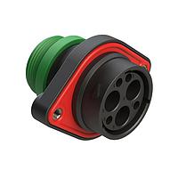 Amphenol SINE Systems AHDP02-24-07PN-STACL22 Connectors 7 Position Panel Mount Receptacle, Pin, Shell Size 24,  Normal Diameter Seal (Green), CL22,Small Thread Adapter