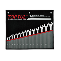 TOPTUL GPCW0801 15° Offset Pro-Line Combination Wrench Set (8pcs, 8~22mm)