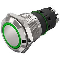 EAO 82-5152.1133 Anti-Vandal 82-5152.1133.Illuminated pushbutton.momentary.19 mm.stainless steel.flush/flat.ring.green.12 V.screw terminal