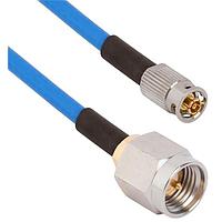 Amphenol SV Microwave FQSMPM-085-MSSMA-180 RF Cable Assemblies SMPM F QB to SMA Straight M 18"Cable