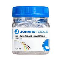 Jonard Tools RJ11-100 Modular Connectors / Ethernet Connectors RJ11 Pass-Through Connectors (Pack of 100)