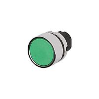 EAO 46-2131.3150.000 Round Actuator, oe 22.3 mm, oe 29,5 mm, flush, non illuminative, Green, Plastic, opaque, round, Silver, Metal, Momentary, IP65, IK03
