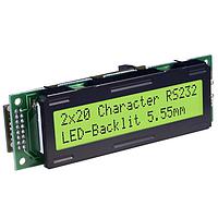 DISPLAY VISIONS EA SER161-ENLEK Dot Matrix LCD Displays 1x16 Yellow/Green RS-232 Interface