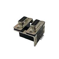 Adam Tech DPD-09-01-B2 Dual Port D-Sub Connectors CONN D-TYPE PLUG/RCPT 9P RA SLDR