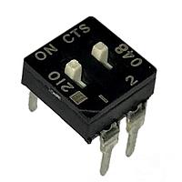 CTS Electronic Components 210-2ESD DIP Switches THROUGH HOLE, GOLD FLASH DIP SWITCH, 2-POLE, EXTENDED ACTUATOR, BOTTOM SEAL, STRAIGHT TERMINAL FORM