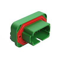 Amphenol SINE Systems AT13-18PC-BM02GN Connectors 18 Position, Right Angle Flange Mount PCB Receptacle, Gold Plated Contacts Included, Potted, Keyed C, Green