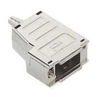 HARTING 09670090465 Two Piece Backshell D-Sub 9pin metallized plastic hood, Top and Side Entry, w/ short locking screws 4-40UNC