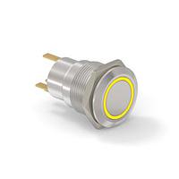 Alcoswitch - TE Connectivity 3-2213764-2 Pushbutton Switches AV19 SPL 0.4VA FIX RING LED YELLOW 24V