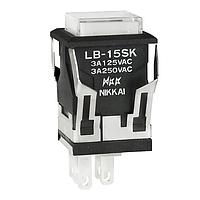 NKK Switches LB15SKW01-JB Standard Switches SPDT ON-(ON) BLK SQ CLEAR/WHITE CAP
