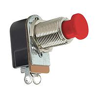 Carling Technologies P27L-RD Standard Switches 1-pole, ON - (OFF), 3A/6A/ 3/4A 250VAC/125VAC/125VAC not HP rated, Non-Illuminated Red Pushbutton Pushbutton Switch with Solder Lug