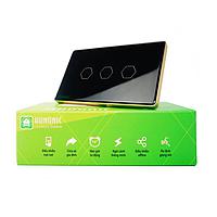 HUNONIC HNLUX03CD BLE Luxury Touch Switch 3 Rectangular Button (Black)