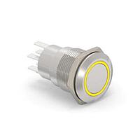 Alcoswitch - TE Connectivity 6-2213764-9 Pushbutton Switches AV19 DPL 5A FIX RING LED YELLOW 12V