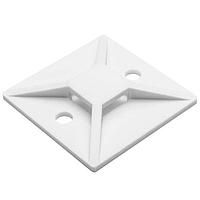 HellermannTyton MB510C2 Cable Tie Mounting Bases Screw Mount Cable Tie Base, 1.49 x 1.49", 0.35" Max Tie Width, 0.19" Hole Dia, PA66, White, 100/pkg